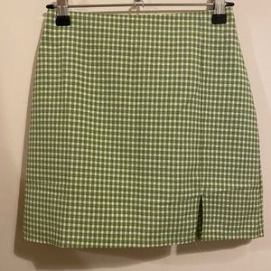 Green gingham mini skirt